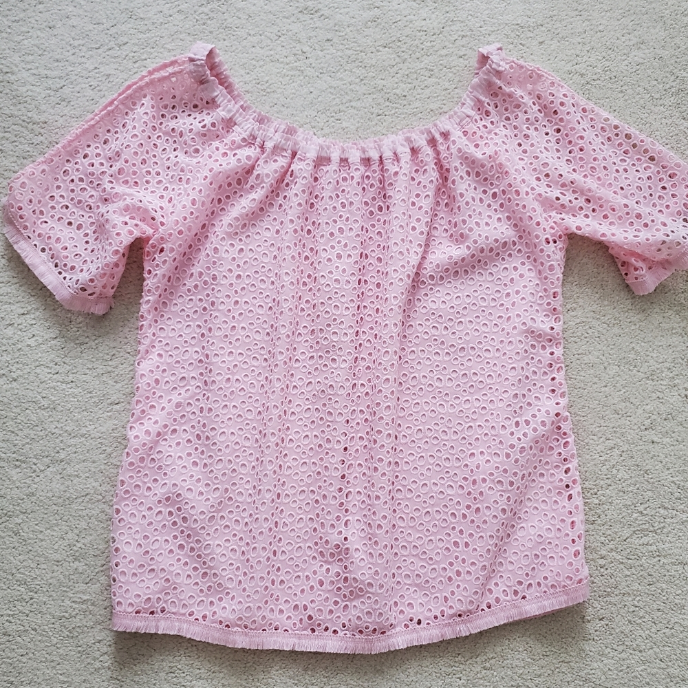 Lilly Pulitzer Lillette Top in Paradise Tint Eyelet Crinkle Chiffon szXXS